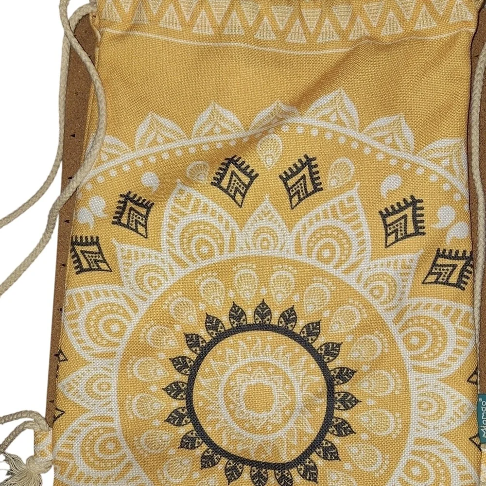 Miomao Yellow Mandala Print Drawstring Backpack Bag Boho‎ Festival Travel